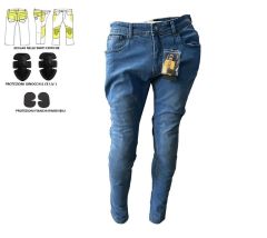 Jeans da per moto con kevlar e protezioni ginocchia e fianchi omologate CE C.E.(BLU CHIARO)