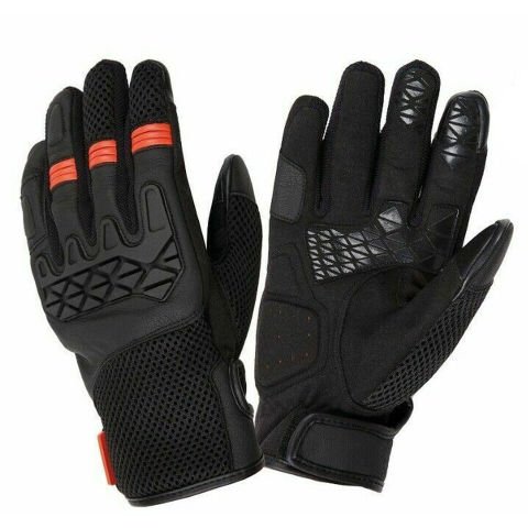 Guanti Moto Estivi Tucano Urbano DOGON - Tessuto, CE, Touch Screen, D3O-NERO/ROSSO