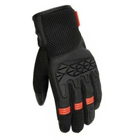 Guanti Moto Estivi Tucano Urbano DOGON - Tessuto, CE, Touch Screen, D3O-NERO/ROSSO