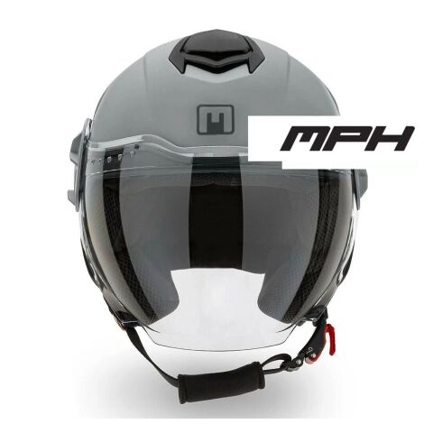 MPH DJ Casco Moto Jet Doppia Visiera Calotta ABS Leggero Comodo City Scooter ECE -Grigio
