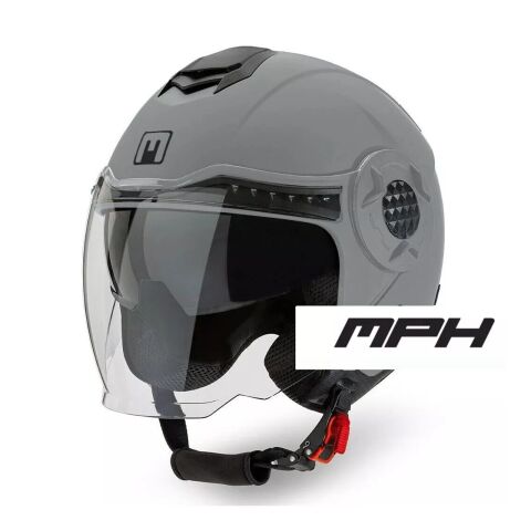 MPH DJ Casco Moto Jet Doppia Visiera Calotta ABS Leggero Comodo City Scooter ECE -Grigio