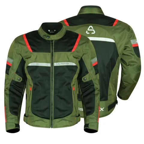 ASPIDEX Giacca da Moto Uomo Da Corsa Sfoderabile Termica Impermeabile Gliet | Nero-Verde-Rosso