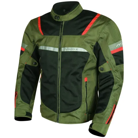 ASPIDEX Giacca da Moto Uomo Da Corsa Sfoderabile Termica Impermeabile Gliet | Nero-Verde-Rosso