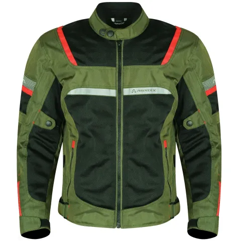 ASPIDEX Giacca da Moto Uomo Da Corsa Sfoderabile Termica Impermeabile Gliet | Nero-Verde-Rosso