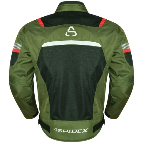 ASPIDEX Giacca da Moto Uomo Da Corsa Sfoderabile Termica Impermeabile Gliet | Nero-Verde-Rosso