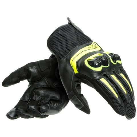 Guanti Moto Estivi Dainese MIG 3 - Pelle, Nero/Giallo Fluo, Ventilati