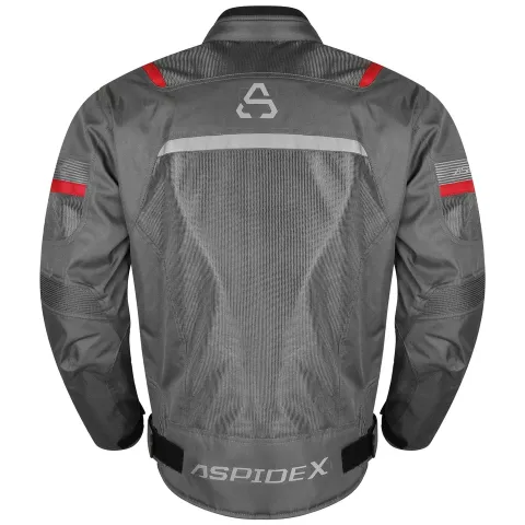 ASPIDEX Giacca da Moto Uomo Da Corsa Sfoderabile Termica Impermeabile Gliet | Grigio-Rosso