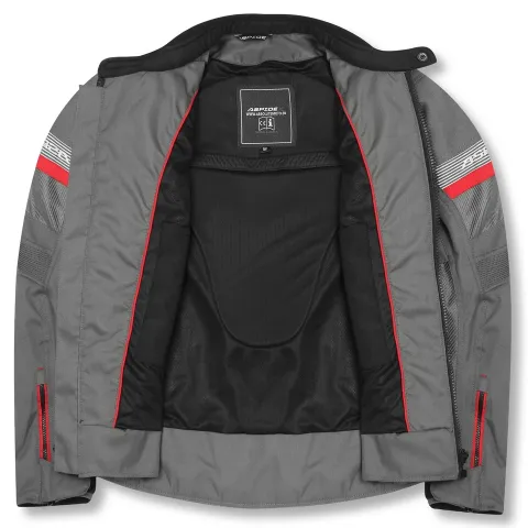ASPIDEX Giacca da Moto Uomo Da Corsa Sfoderabile Termica Impermeabile Gliet | Grigio-Rosso