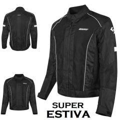 GIACCA LEXA AND SUPER ESTIVA: Giacca Moto Estiva Uomo con Protezioni CE e Membrana Traspirante | Nero Bianco