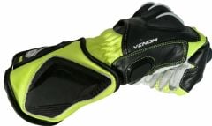 Guanti Moto Racing VENOM 2.0 - Pelle, Protezioni, Verde Kawasaki-Verde Chiaro