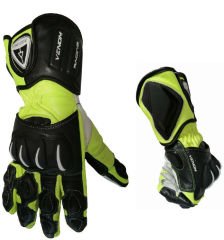 Guanti Moto Racing VENOM 2.0 - Pelle, Protezioni, Verde Kawasaki-Verde Chiaro