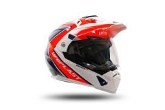 Casco Da Moto Cross UFO AIRES HE181 | Rosso Blu Bianco