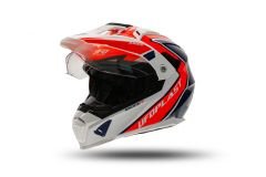 Casco Da Moto Cross UFO AIRES HE181 | Rosso Blu Bianco