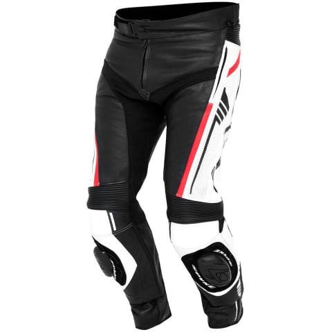 Spyke MISANO RS: Pantaloni Moto in Pelle Racing con Protezioni CE | Bianco Nero